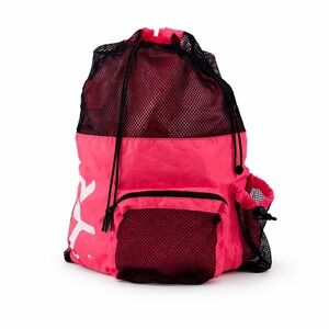 TYR Big Mesh Mummy Backpack 40L - Pink/Black Swim Gear Bag, Mesh Vented, Large